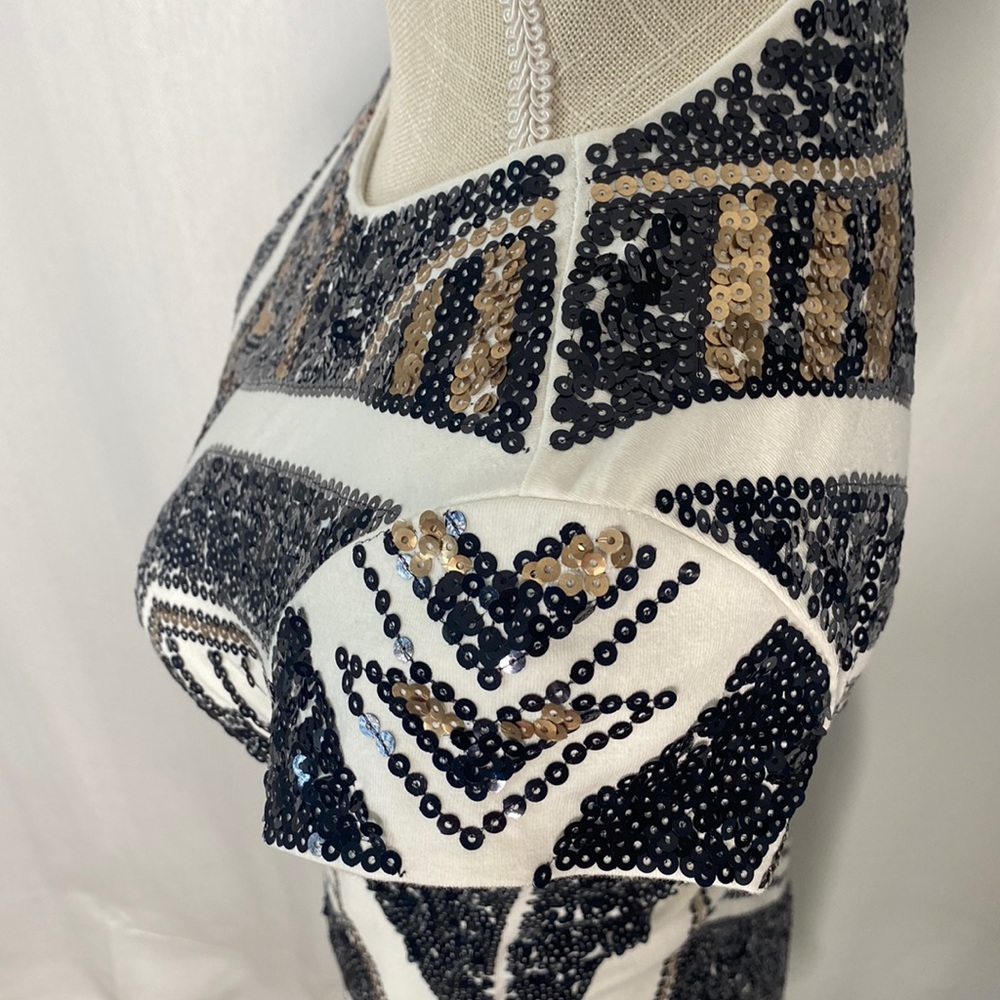 EXPRESS Gold Black Sequin Mini Dress Size XS - Picture 4 of 8